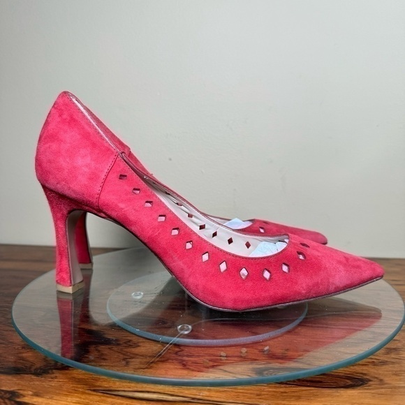 Pelle Moda Iria Pointed Toe Pump in Flame Red Suede - Picture 7 of 16